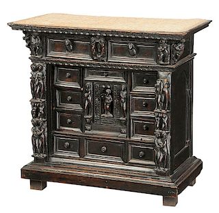 Antique Renaissance Style Carved Walnut Cabinet