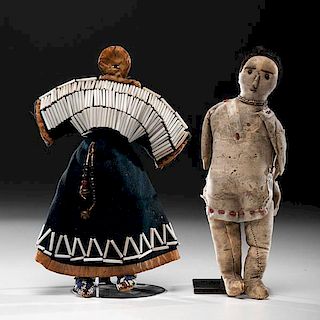 Sioux and Modoc Beaded Hide Dolls 