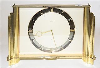 A Swiss Brass Desk Clock, Le Coultre, Width 12 1/8 inches.