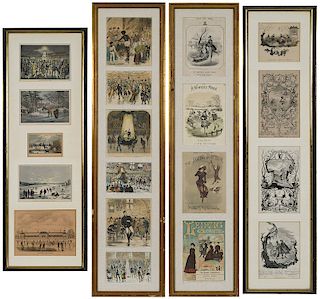 Nineteen Skating-Related Prints, Framed