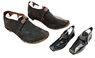 Two Pair Early Leather Shoes