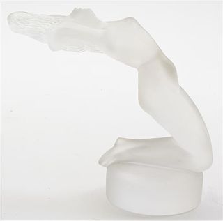 A Lalique Frosted Glass Figure, Height 5 3/8 inches.