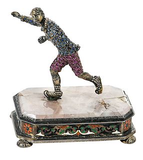 Jewel Encrusted Silver Figure of Ice Skater