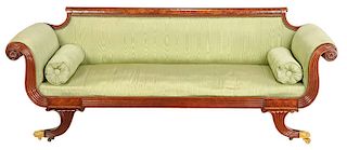 American Classical Figured Mahogany Sofa
