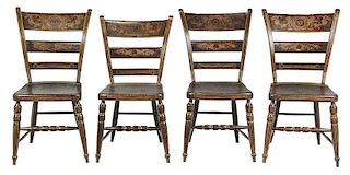 Set Four Fancy Painted Side Chairs