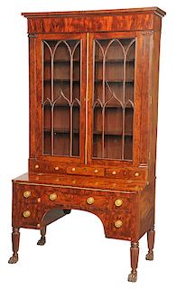 Fine Classical Figured Mahogany Bookcase