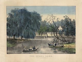 The Rural Lake - Original Medium Folio Currier & Ives lithograph