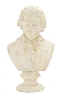 An Italian Carved Marble Bust, Height 12 inches.