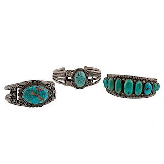 Navajo Silver and Turquoise Bracelets from Asa Glascock Trading Post, Gallup, NM 