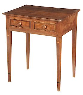 Fine Southern Federal Inlaid Two Drawer Table