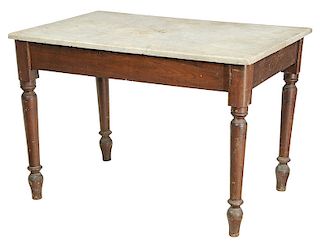Southern Walnut Marble Top Biscuit Table