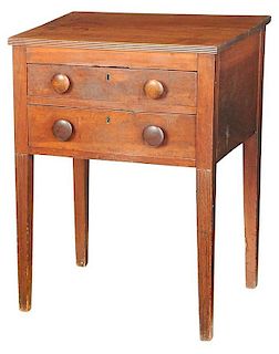 American Federal Cherry Two Drawer Table