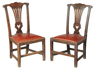 Rare Pair Southern Chippendale Side Chairs