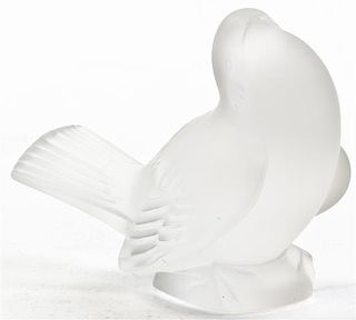 A Lalique Molded and Frosted Glass Figure, Width 4 1/8 inches.
