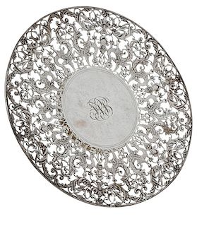 Sterling Footed and Pierced Cake Plate