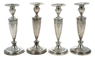 Set of Four Sterling Candlesticks