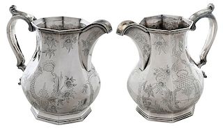Pair of New York Coin Silver Pitchers