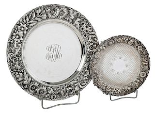 Two Coin Silver Repousse Trays
