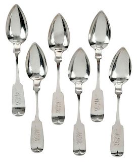 Set of Six J C Hanna Coin Silver Spoons