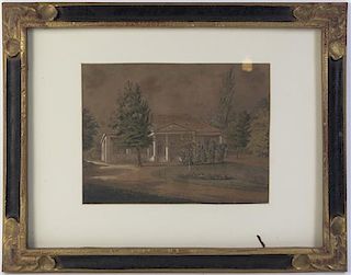 An Architectural Illustration, Height 7 1/4 x width 9 7/8 inches.