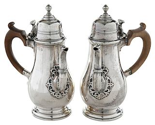 Two English Silver Side Handle Pots