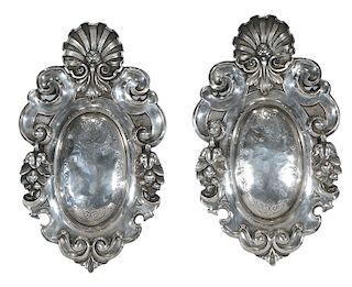 Pair Silver Plated Medallion Wall Plaques
