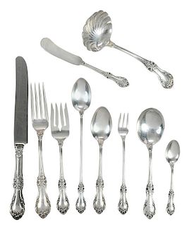 Wild Rose Sterling Flatware, 131 Pieces