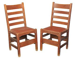 Pair Gustav Stickley Dining Chairs