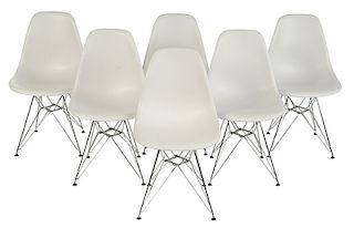 Set Six White Eames Eiffel Dining Chairs