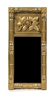 A Federal Style Giltwood Mirror, Height 30 x width 14 inches.