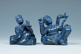 GROUP OF TWO LAZURITE FIGURE CARVINGS	