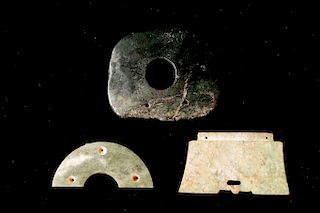 THREE EARLY CHINESE ARCHAIC PENDANTS	