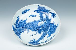 BLUE AND WHITE 'DRAGON' CHARGER YONGZHENG MARK