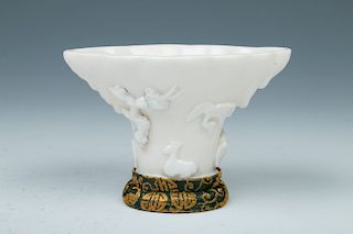CHINESE BLANC DE CHINE LIBATION CUP 18TH CENTURY