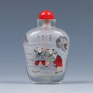 CHINESE GLASS REVERSE INSIDE PAINTED SNUFF BOTTLE