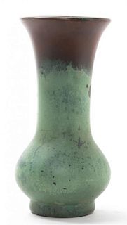A Clewell Copper Clad Pottery Vase, Height 7 1/4 inches.