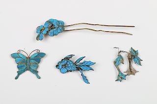 KINGFISHER FEATHER HAIR -ORNAMENTS, QING
