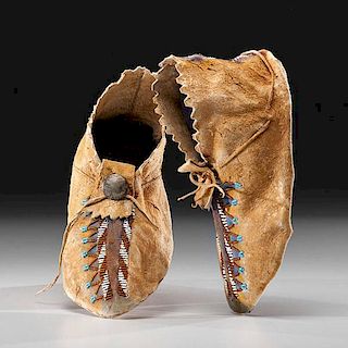 Apache Beaded Hide Moccasins From the US Children's Museum on the 19th Century  