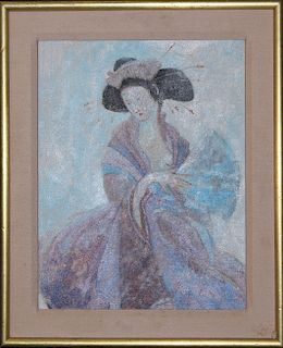20th C. Oil on Canvas Painting of a Geisha, Signed