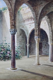 European School, WC of a Courtyard, Signed