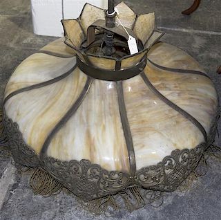 An American Slag Glass Hanging Fixture, Diameter 22 inches.