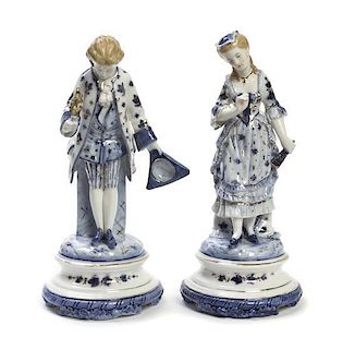 Two German Porcelain Figures, R.P.M., Height 6 7/8 inches (each).