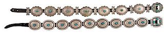 Navajo Silver and Turquoise Concha Belts from Asa Glascock Trading Post, Gallup, NM 