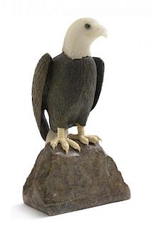 A Carved Hardstone Ornitholigical Figure, Height 16 inches.