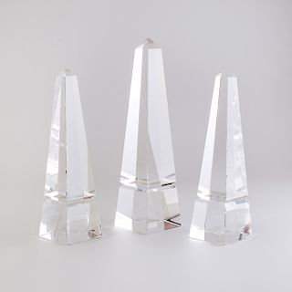 Group of Three Glass Obelisks