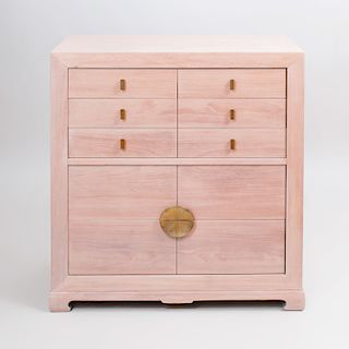 Chinese Style Ceruse Oak Chest of Drawers, for Albert Furniture