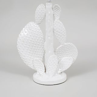 White Glazed Pottery Cactus Form Lamp