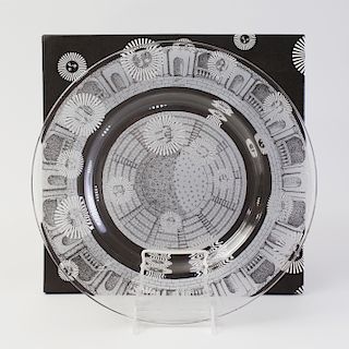 Piero Fornasetti Etched Glass Charger in the 'Palladiana' Pattern