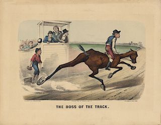 Boss of the Track - Original Small Folio Currier & Ives lithograph