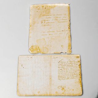 Lote de 2 documentos. 1742. Consta de: Arroyo, Juan Antonio y Escamilla, Nicolás. Escrituras.